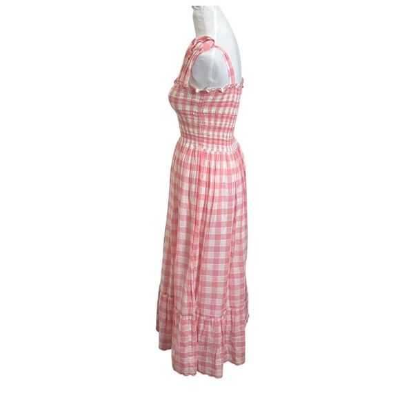 The Great Lagoon Dress Women’s Size 2 Pink Gingham Smocked Bow Strap Midi - Picture 6 of 12